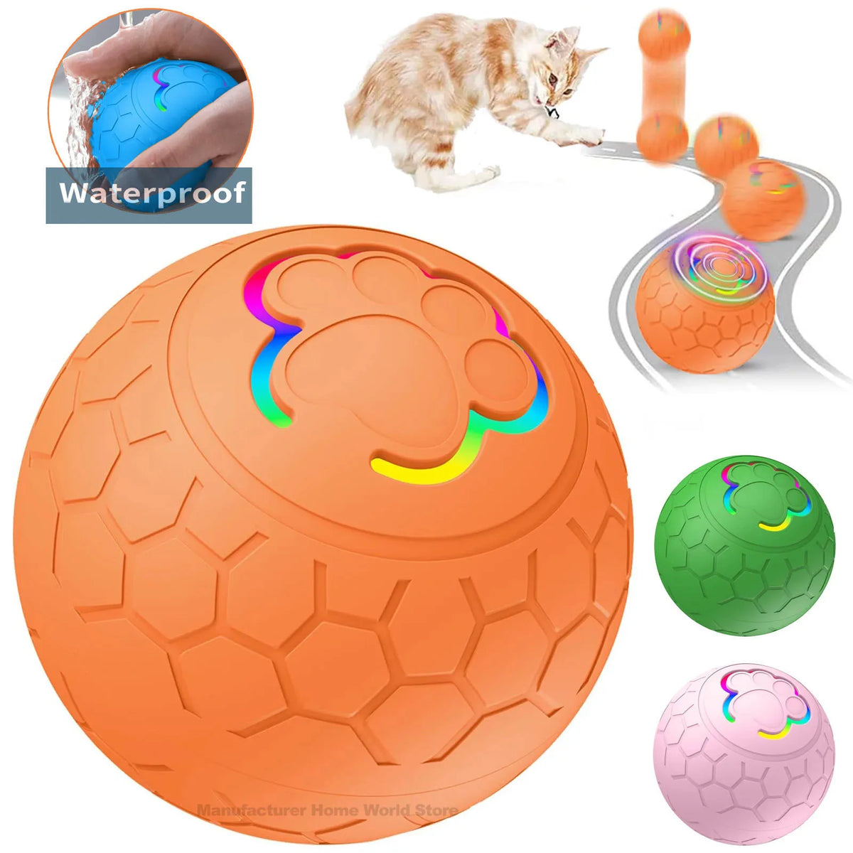 Automatic Electronic Dog Toy Ball With Interactive Bouncing RGB Lighting