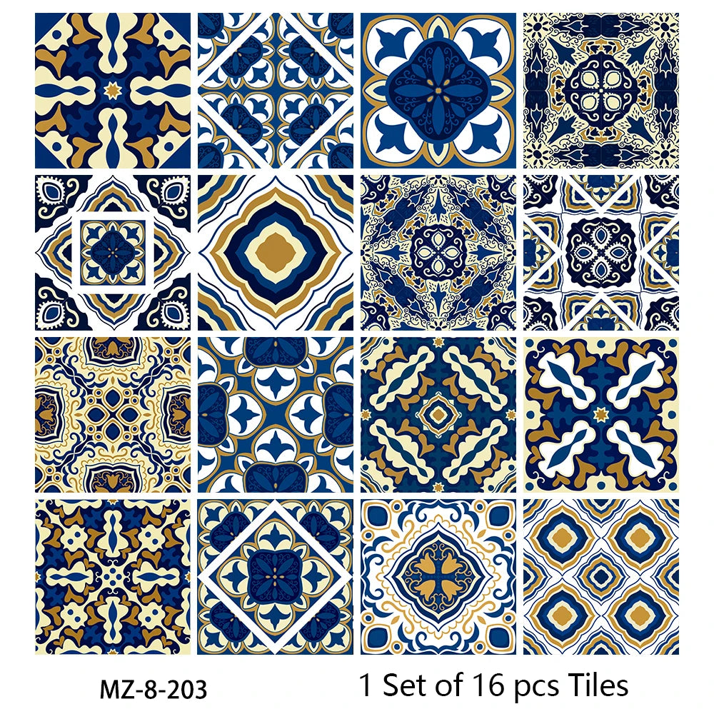 Matte Waterproof Tile Wall Stickers Set For Kitchen Bathroom PVC