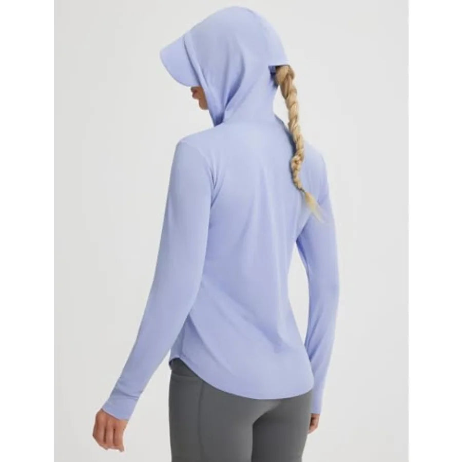 baleaf Women's Sun Jacket with Removable Brim UPF 50+ Lightweight UV SPF Shirts Long Sleeve Full Zip Up Hoodie Outdoor Hiking