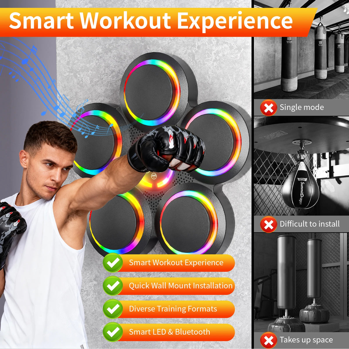 GKHMNEW Smart Music Boxing Machine With Gloves For Home Fitness