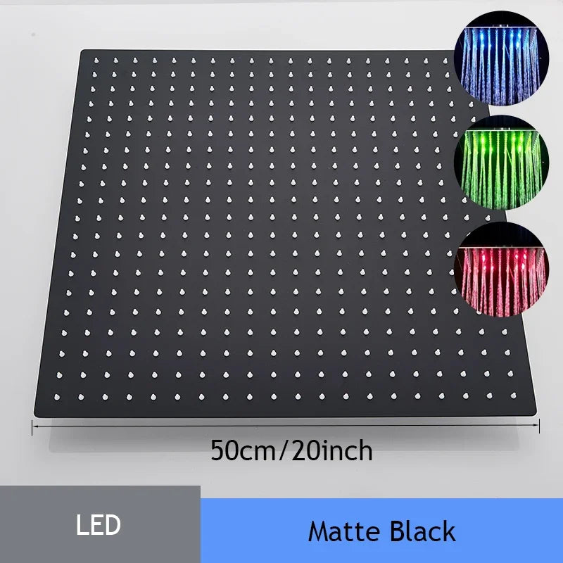 Shinesia LED Square Rainfall Showerhead With Stainless Steel Housing