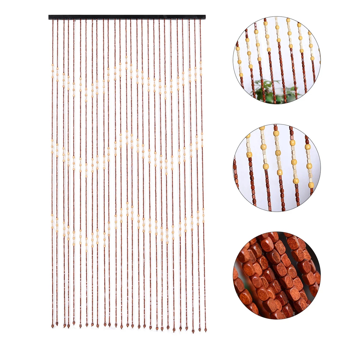 90x175CM 27 Lines Door Curtain Wooden Bead Curtain With Jagged Pattern Fly Screen Gate Divider Sheer For Home Accessories