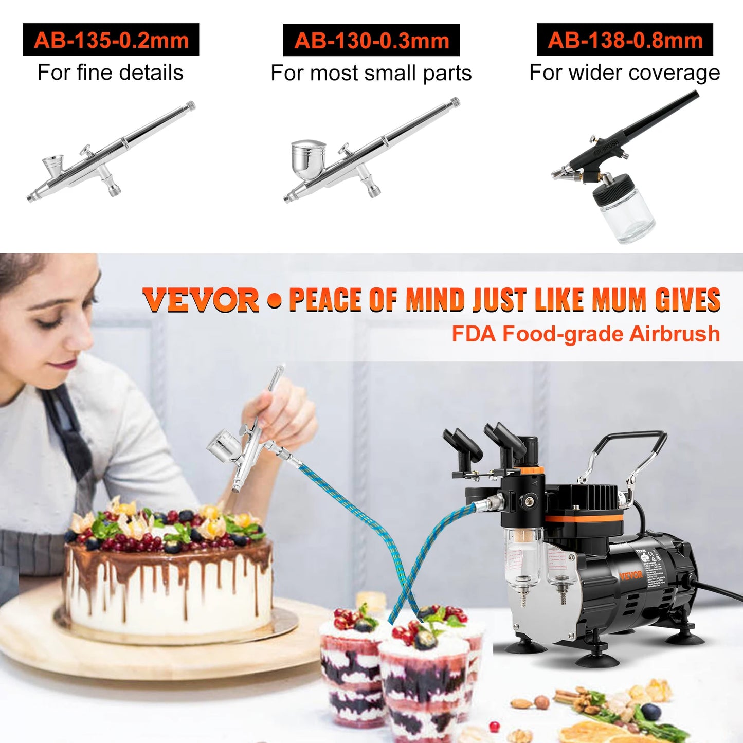 SucceBuy Professional Dual-Action Airbrush 120W Electric Spray Gun Air Brush Painting Set Art Nail Tattoo Makeup Model Sprayer