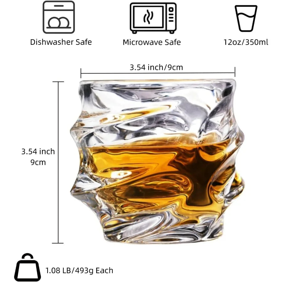 Hand Blown Crystal Whiskey Glasses Set of 4 Scotch Bourbon