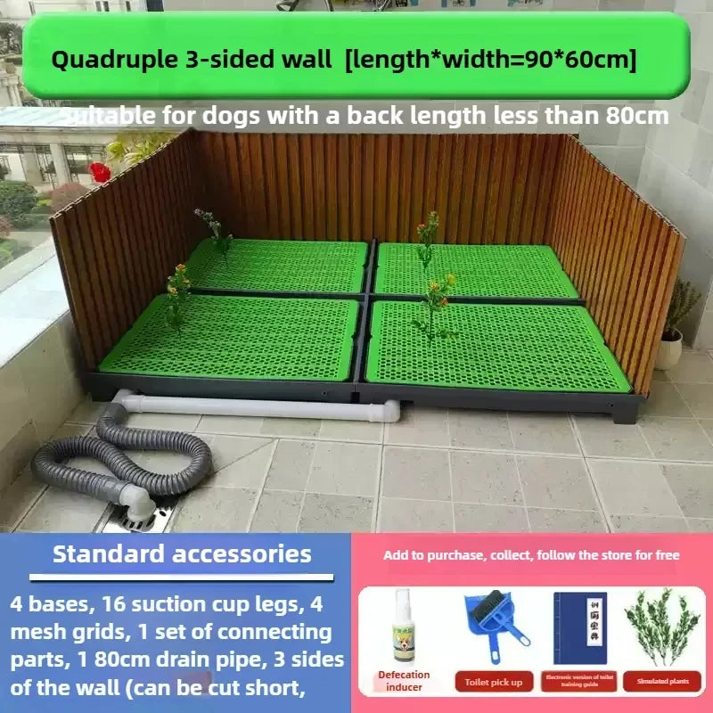 Flush Dog Toilet 28CM Enclosing Wall Large Dog Convenient Combination Urine Basin Automatic Free Flushing Suction Cup Foot Mat