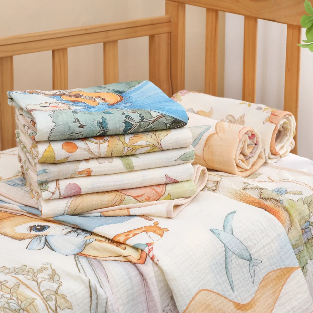 Pure Cotton Gauze Baby Bath Towel For Newborns Absorbent