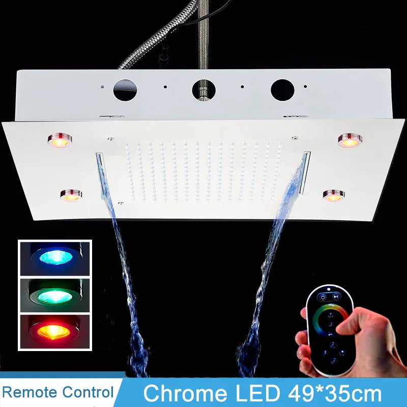 Shinesia LED Square Rainfall Showerhead With Stainless Steel Housing