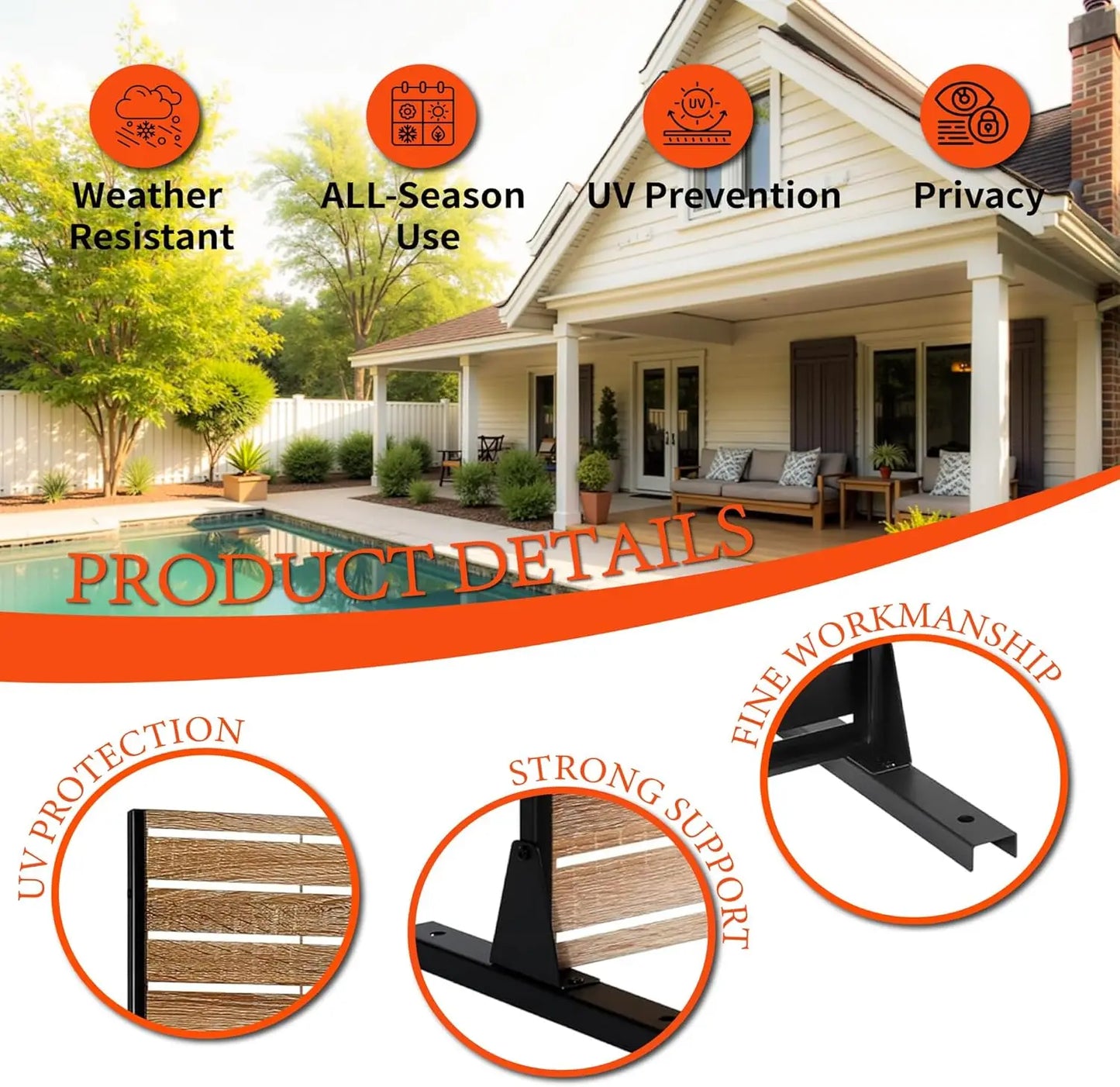 Metal Outdoor Privacy Screen Freestanding Panels For Patio And Deck