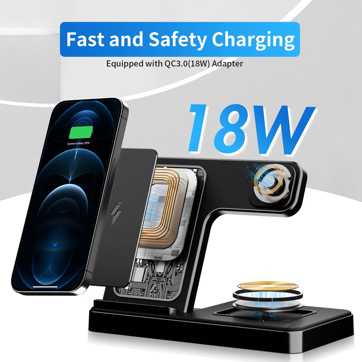 Foldable Magnetic Wireless Fast Charging Station For Apple Devices