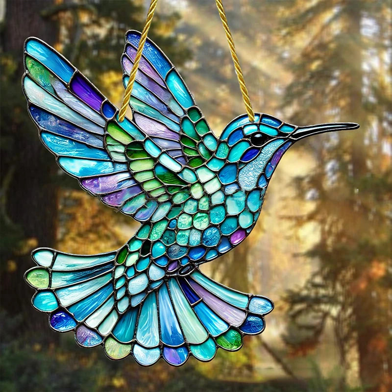 Hummingbird Sun Catcher Acrylic Stained Glass Window Decor All Seasons