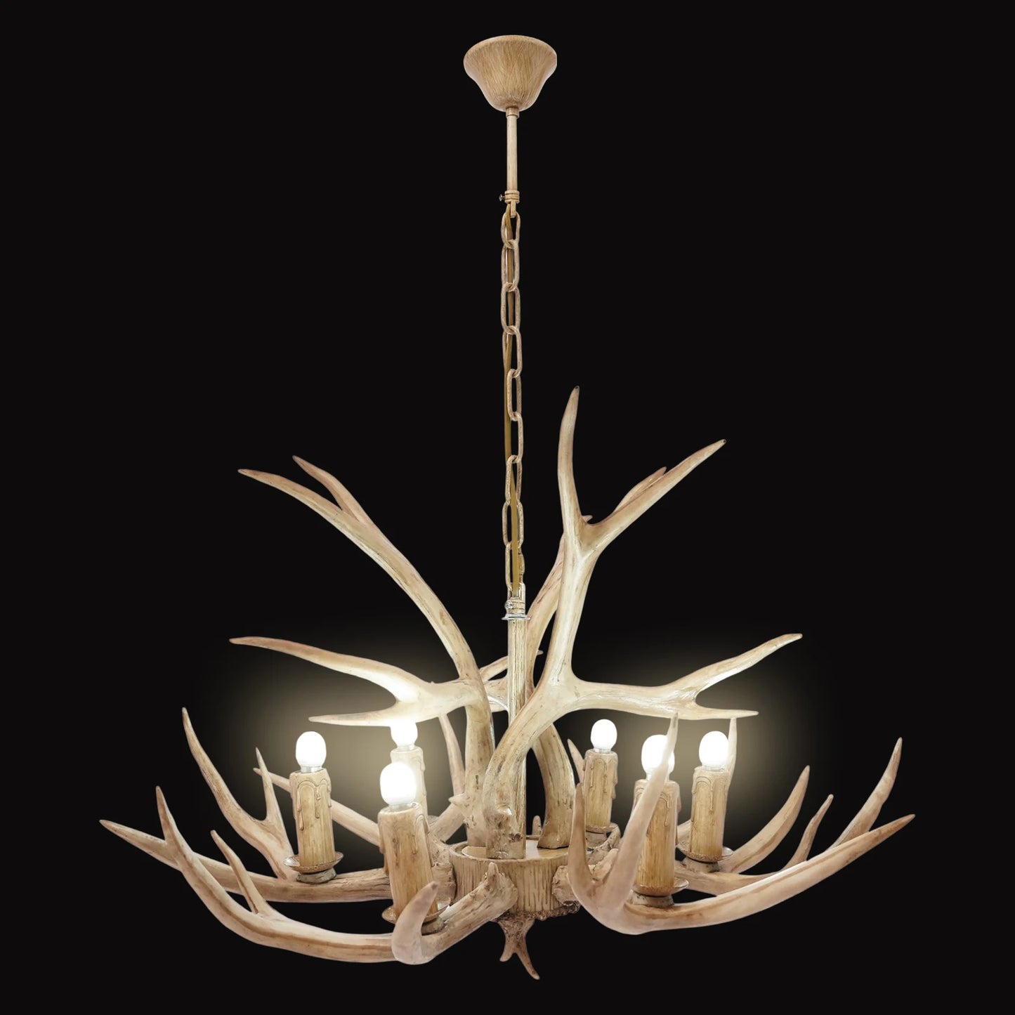 110V Resin Deer Antler Ceiling Light Retro Style Deer Chandelier 6 Lights for Dining Room Kitchen Hallway Bars Hotels