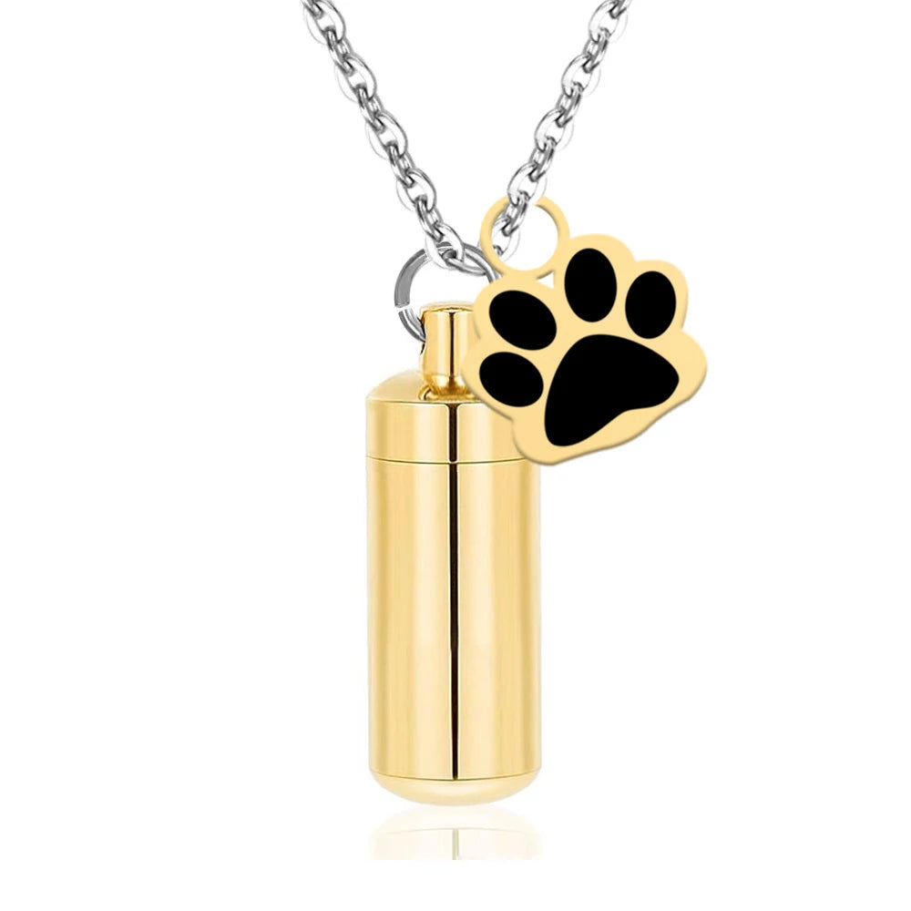 Polychrome Pet Paw Print Cremation Jewelry Urn Necklace for Ashes for Human/Pet Memorial Ashes Necklace Keepsake Pendant Lockets