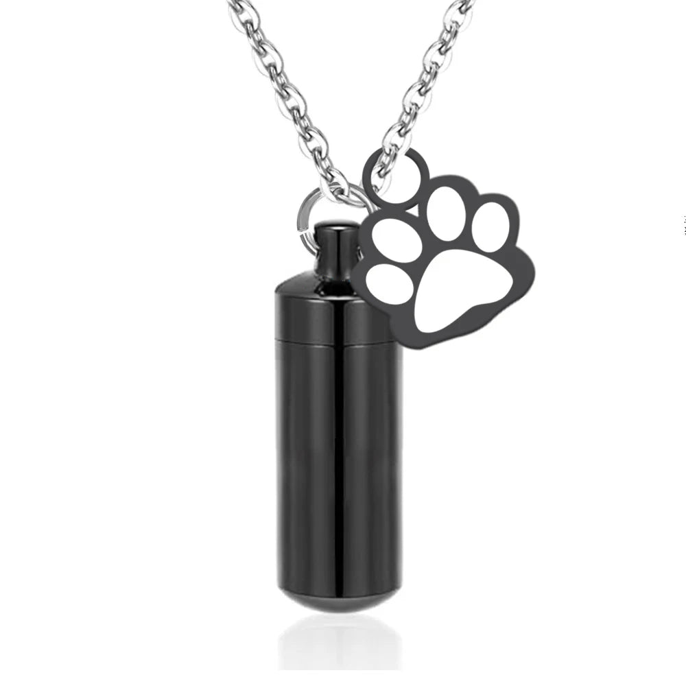 Polychrome Pet Paw Print Cremation Jewelry Urn Necklace for Ashes for Human/Pet Memorial Ashes Necklace Keepsake Pendant Lockets