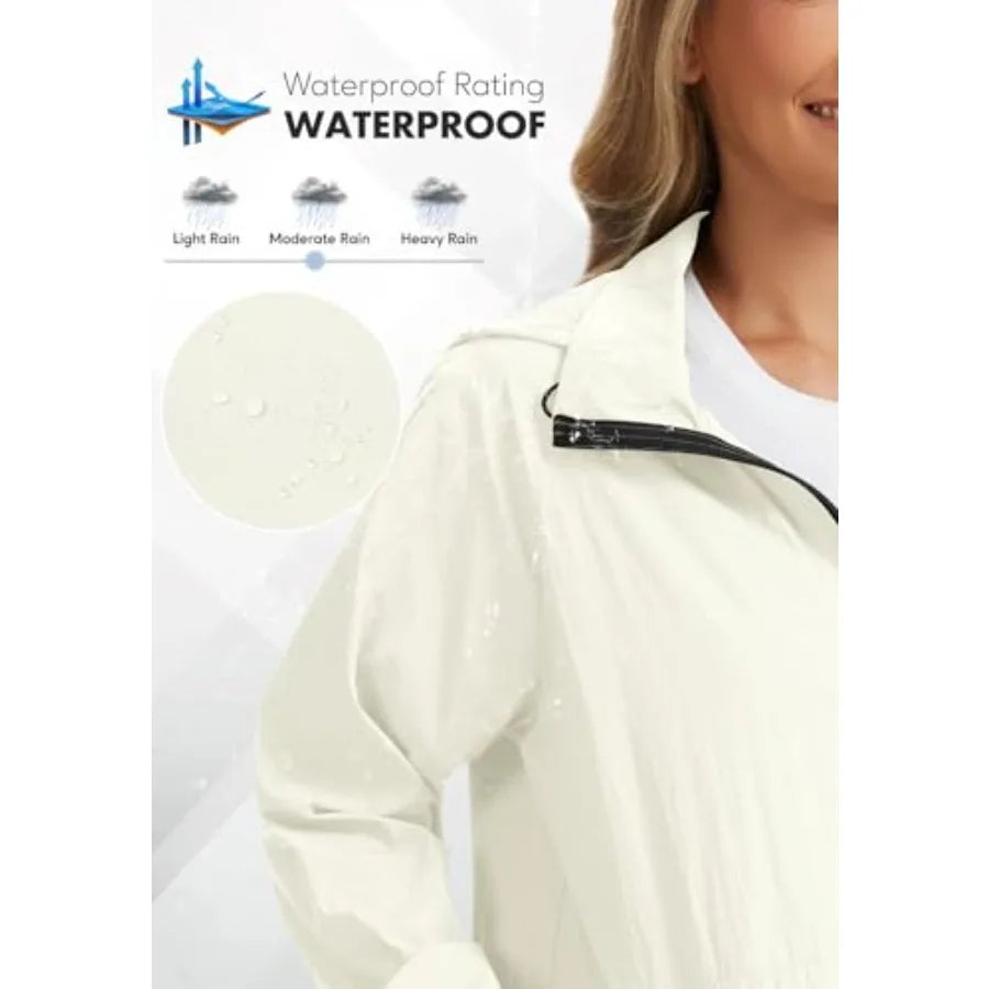 Lightweight Rain Jacket Women Waterproof - Packable Windbreaker Jacket Raincoats for Women with Hood for Travel Outdoor