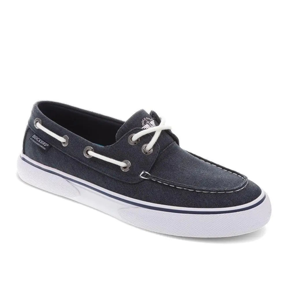 Dockers Men's Leather and Canvas Slip-On Boat Shoes Slip-Resistant Casual Footwear for Everyday Wear