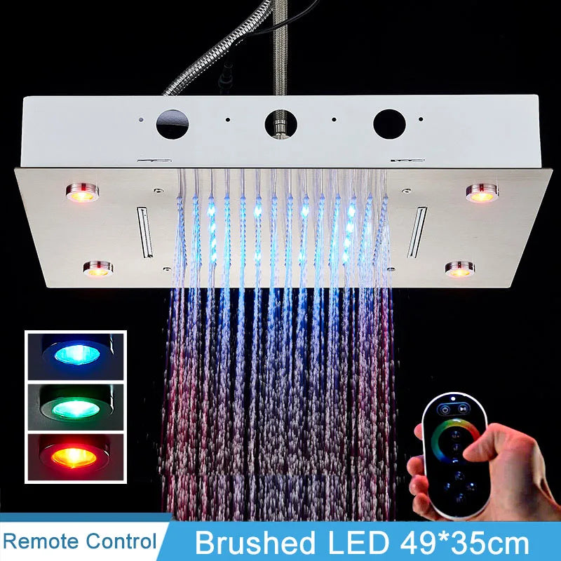 Shinesia LED Square Rainfall Showerhead With Stainless Steel Housing