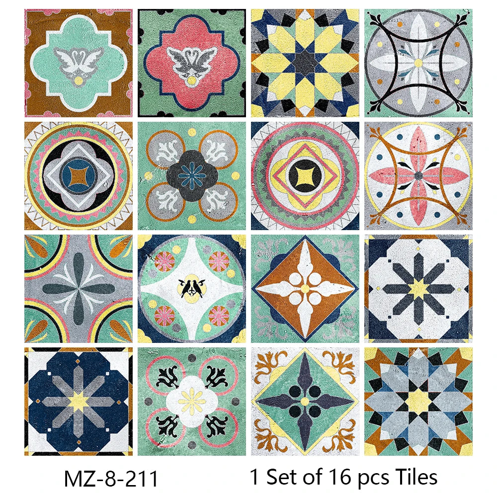 Matte Waterproof Tile Wall Stickers Set For Kitchen Bathroom PVC