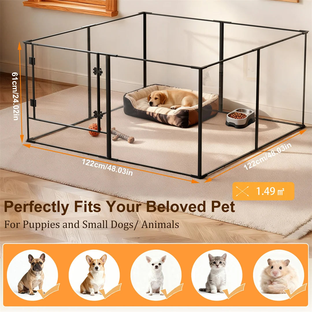 BINGOPAW Acrylic Dog Playpen Indoor Pet Exercise Area