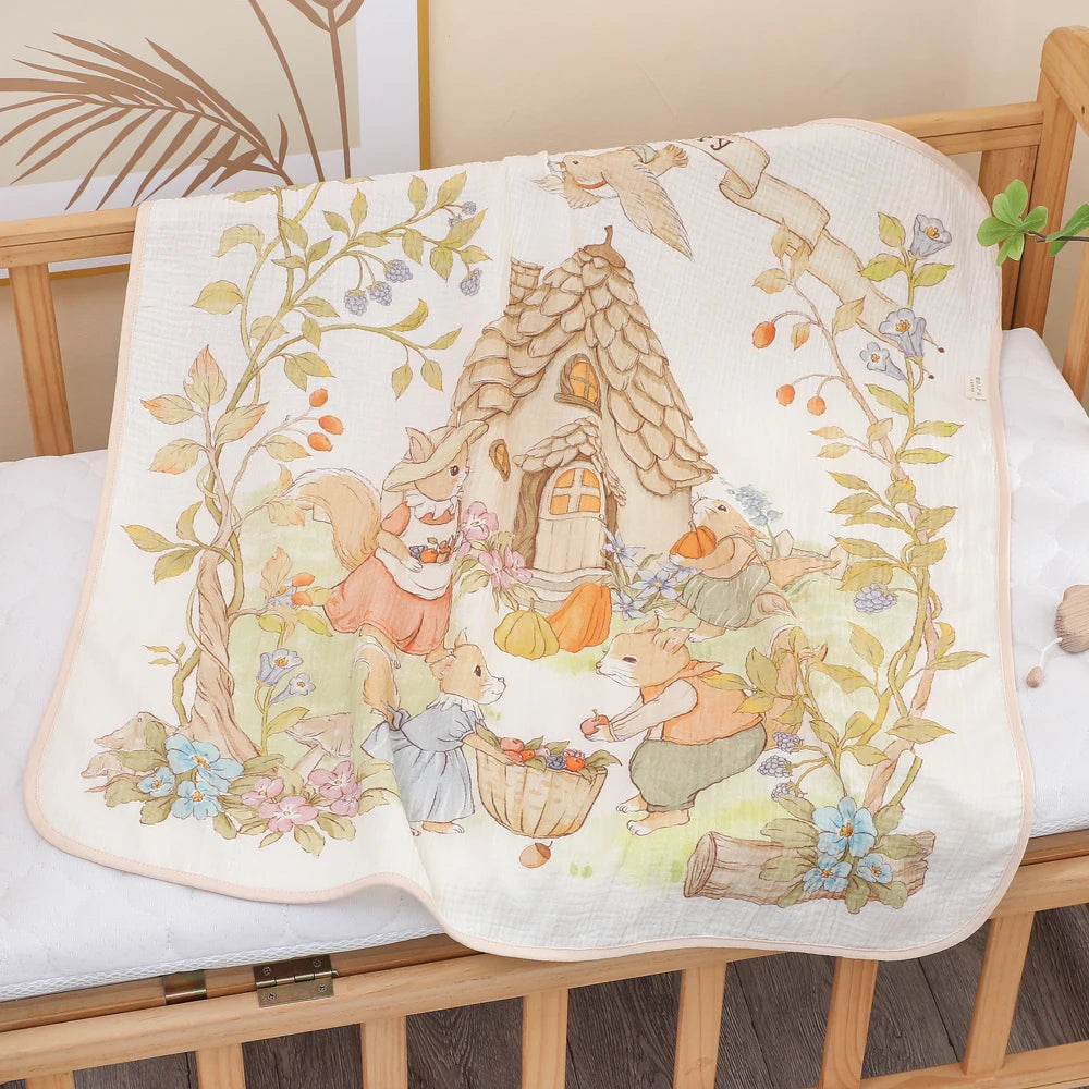 Pure Cotton Gauze Baby Bath Towel For Newborns Absorbent