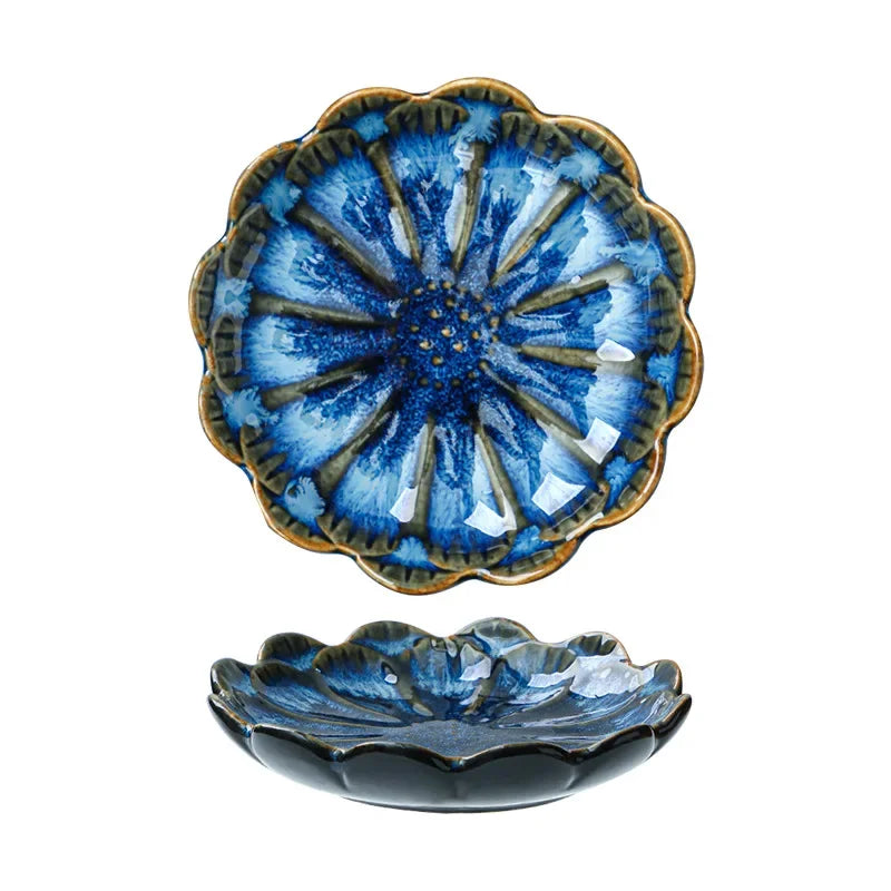 Japanese Ceramic Plate Kiln Glaze Soy Sauce Dish for Sashimi