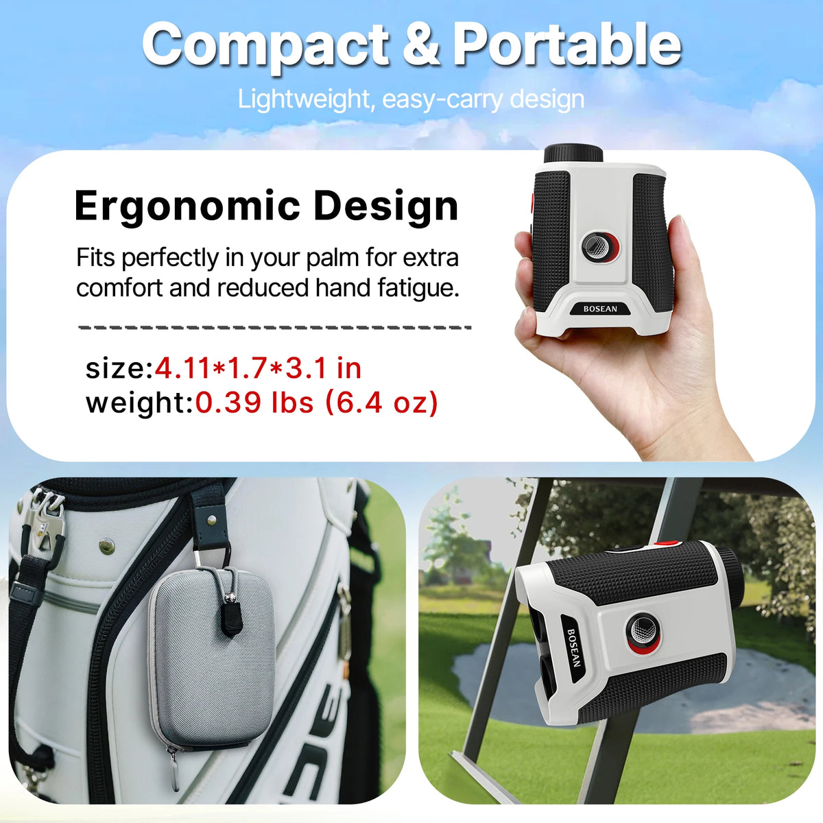 BOSEAN Golf Rangefinder With Slope Magnetic LCD Vibration