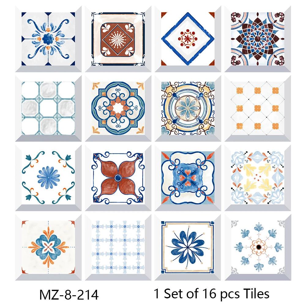 Matte Waterproof Tile Wall Stickers Set For Kitchen Bathroom PVC