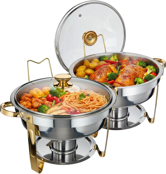 HiMISS Round Chafing Dish Warmer Stainless Steel Buffet Server Lid