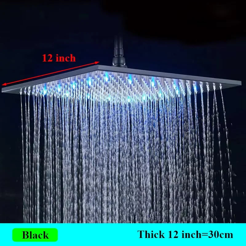 Shinesia LED Square Rainfall Showerhead With Stainless Steel Housing
