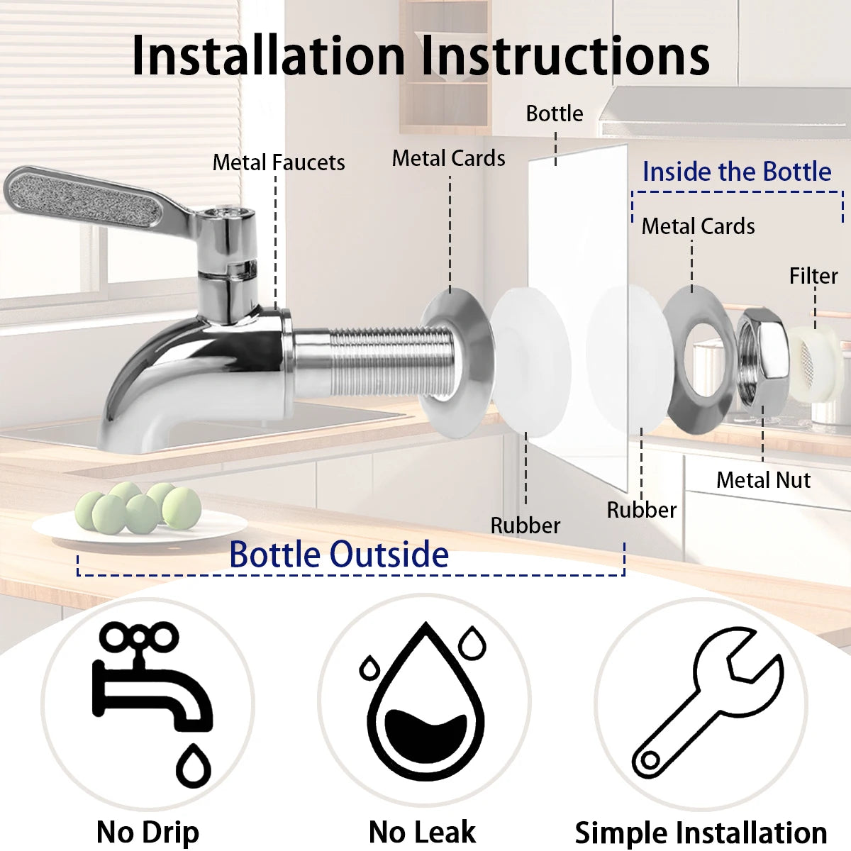 Two Pack Glass Drink Dispensers With Stand And Stainless Steel Faucet