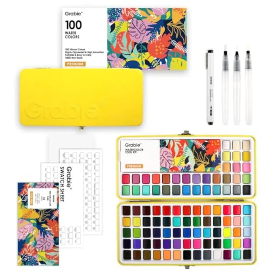 Watercolor Paint Set, Watercolor Paints,,Painting Set with Coloring Book, Water Brushes and Drawing Pencil, Art Supplies, Perfe