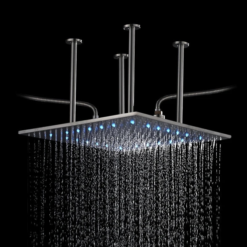 Shinesia LED Square Rainfall Showerhead With Stainless Steel Housing