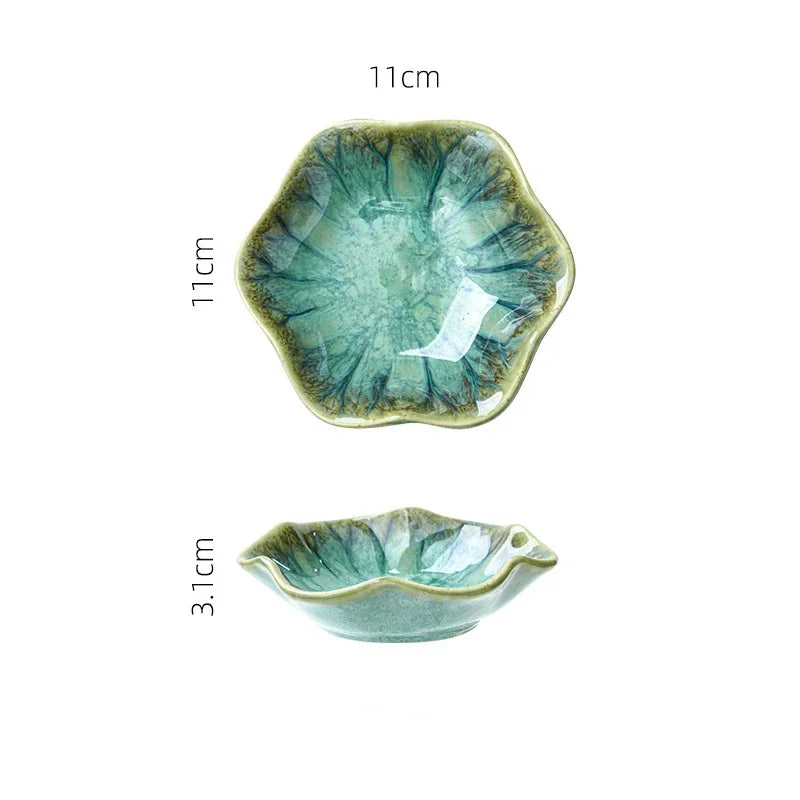 Japanese Ceramic Plate Kiln Glaze Soy Sauce Dish for Sashimi