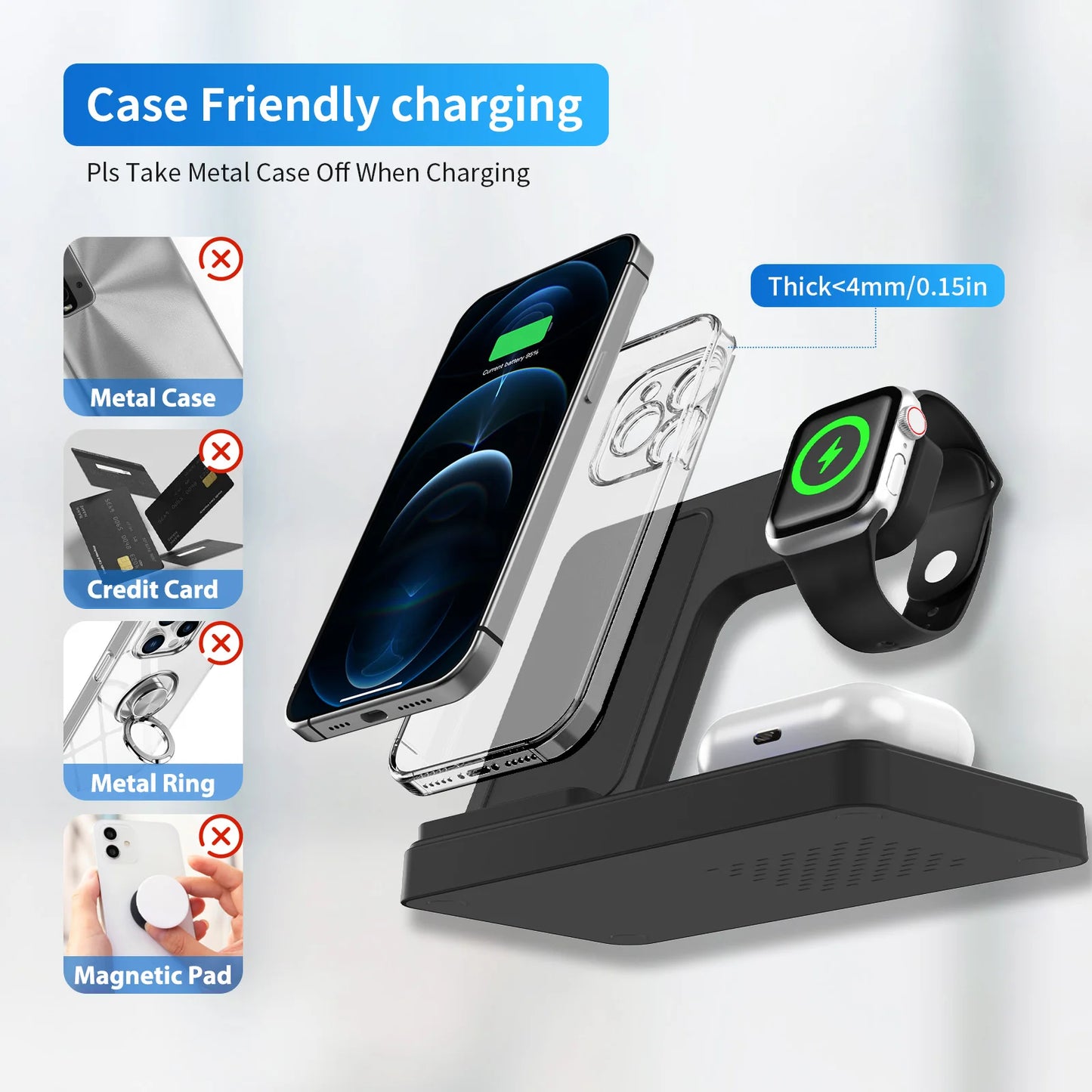 Foldable Magnetic Wireless Fast Charging Station For Apple Devices
