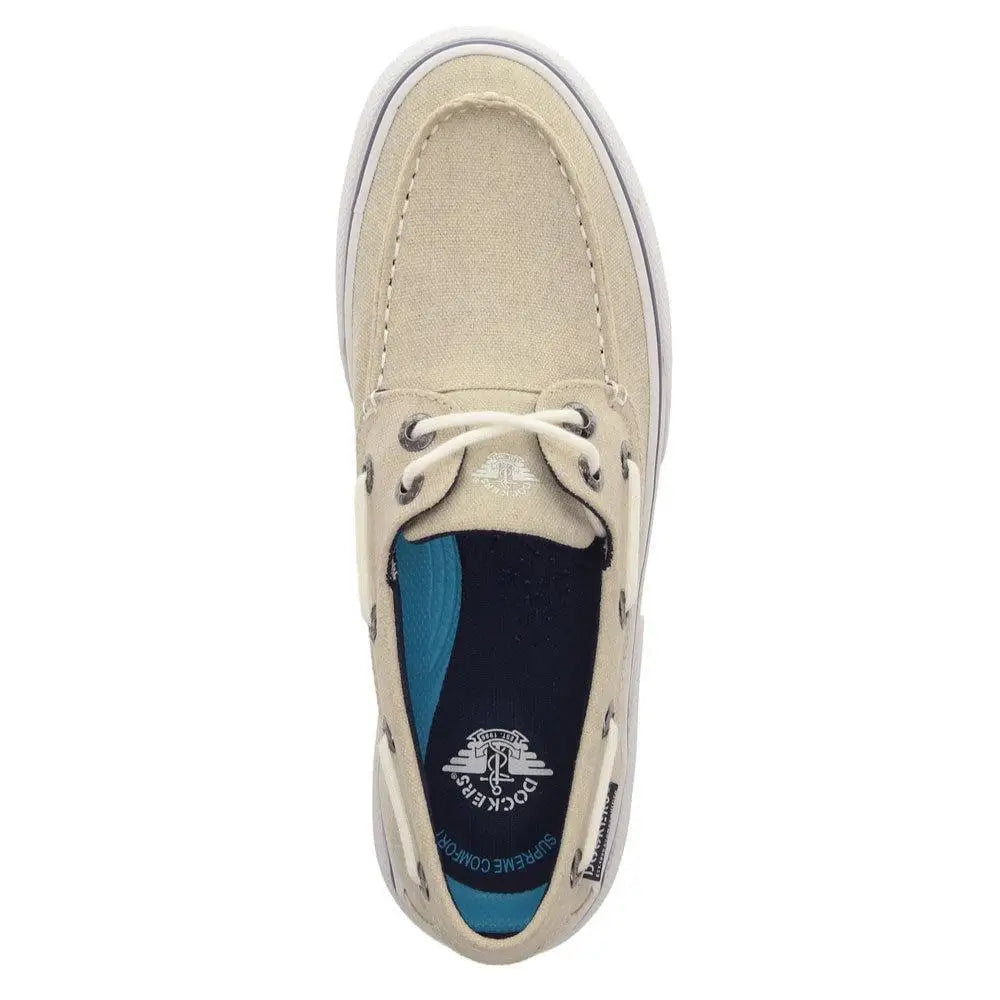 Dockers Men's Leather and Canvas Slip-On Boat Shoes Slip-Resistant Casual Footwear for Everyday Wear