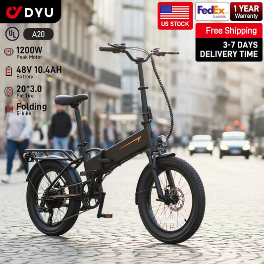 DYU A20 750W（peak 1200W） Electric Bike Folding Ebike 48V 20" Adult Fast Commuter Bicycle 45km/h