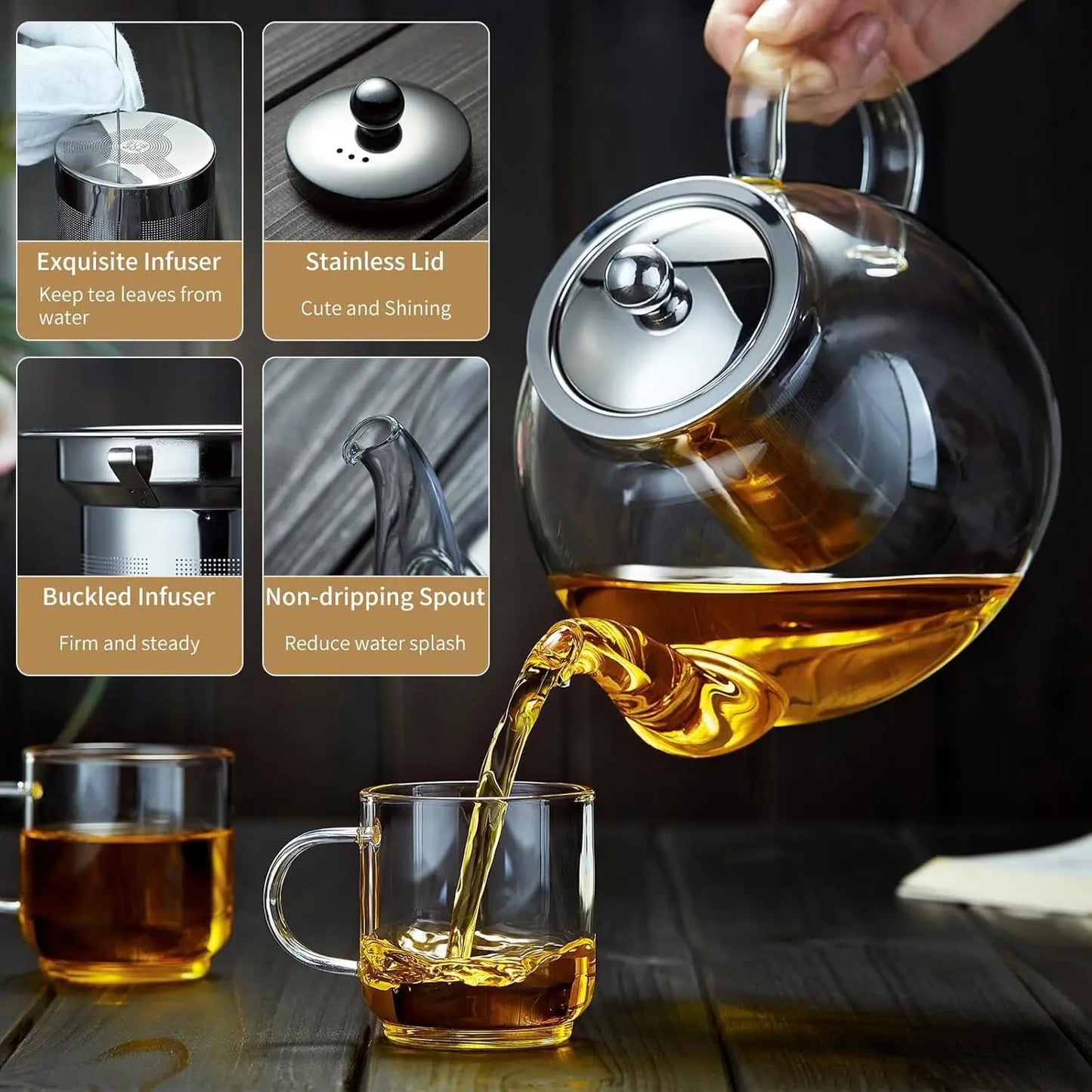 Twenty Four Pack Glass Teapot Infuser Kettle Borosilicate