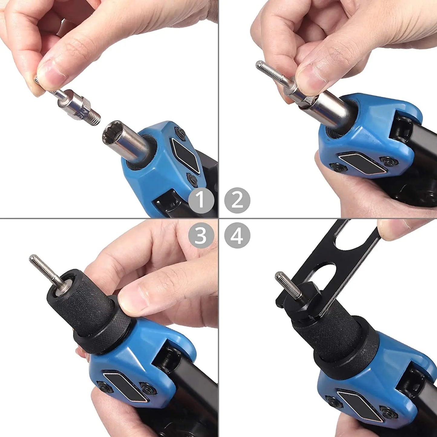 150PCS Professional Hand Rivnut Nut Thread Riveter Gun Repair Tool Set, 13” Rivnut Tool Kit with 11 Metric and SAE Mandrels