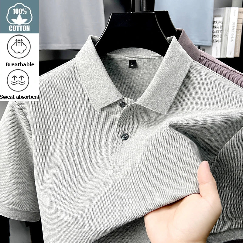 ELITEVESTA Men's 100% Cotton Polo Shirt Breathable Summer Tee