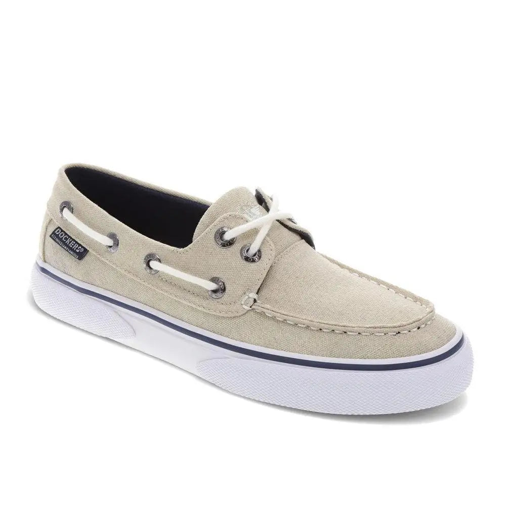 Dockers Men's Leather and Canvas Slip-On Boat Shoes Slip-Resistant Casual Footwear for Everyday Wear
