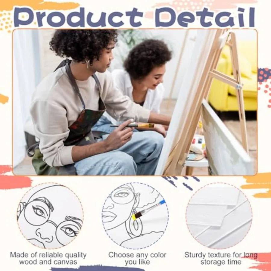 108 Pcs 12 Set Sip and Paint Kit for Adults 8''x10'' Pre Drawn Canvas to Paint DIY Acrylic Painting Kit Pre Printed Canvas for