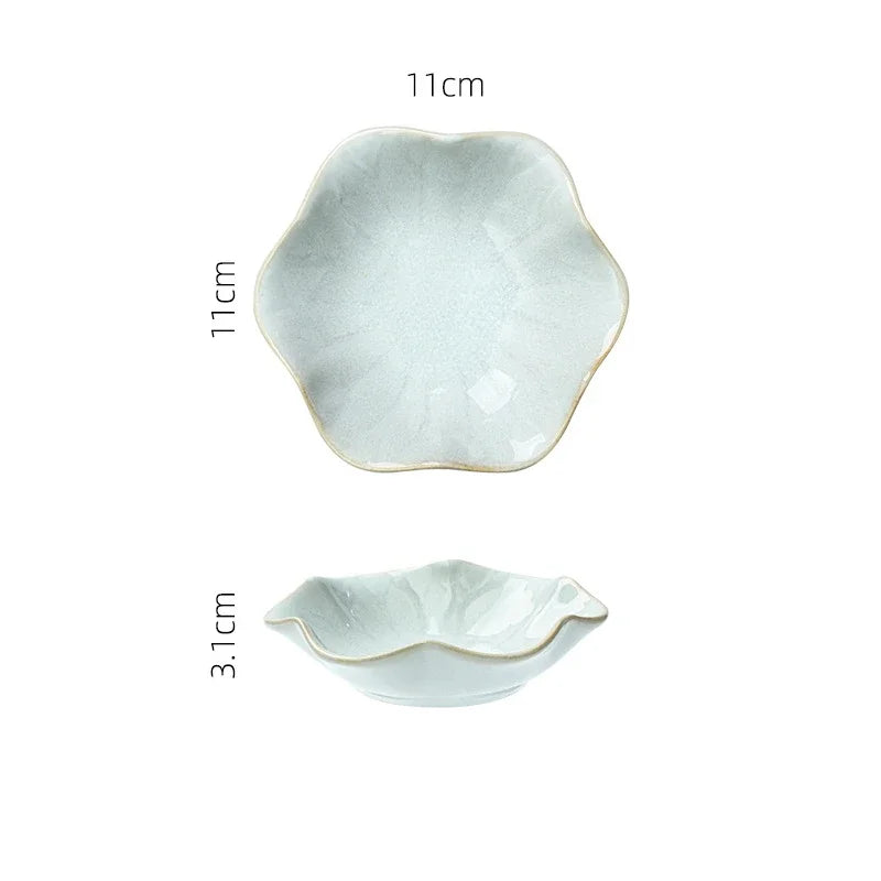 Japanese Ceramic Plate Kiln Glaze Soy Sauce Dish for Sashimi