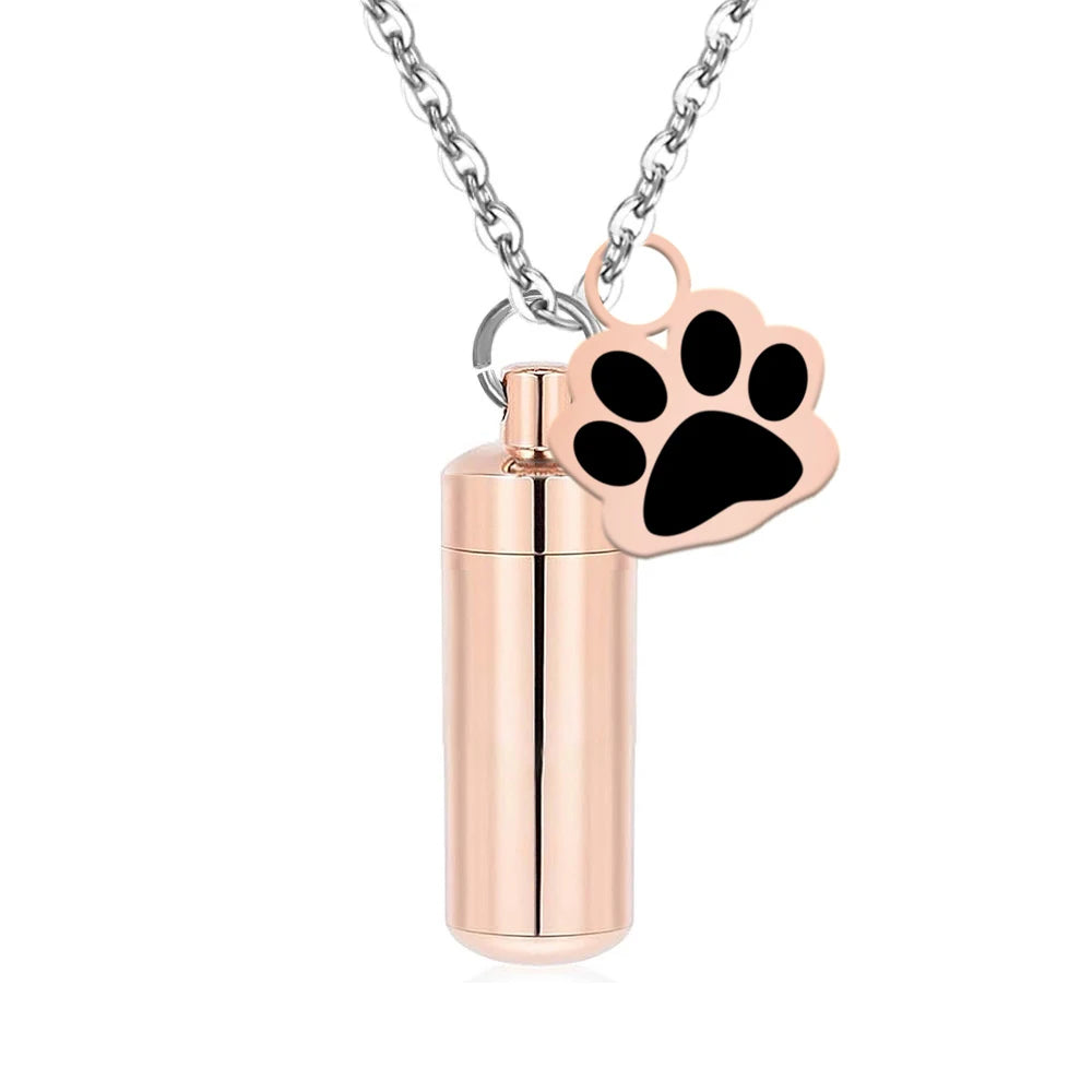 Polychrome Pet Paw Print Cremation Jewelry Urn Necklace for Ashes for Human/Pet Memorial Ashes Necklace Keepsake Pendant Lockets