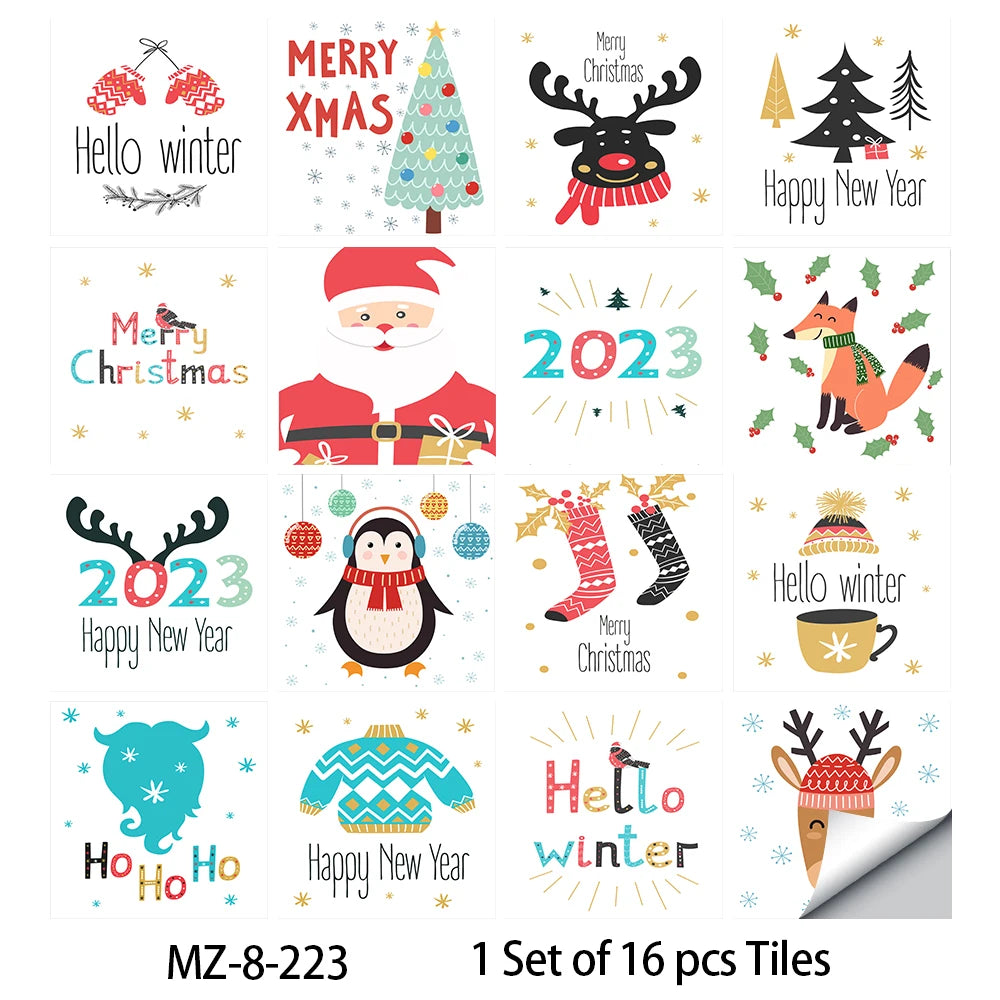 Matte Waterproof Tile Wall Stickers Set For Kitchen Bathroom PVC