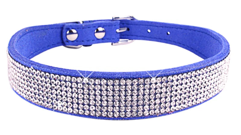 Adjustable Rhinestone Dog Collar Featuring Soft Velvet Microfiber