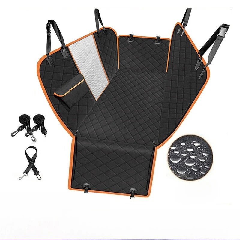 Dog Car Back Seat Cover Waterproof Quilted 600D Oxford Mesh Breathable Window Adjustable Buckle Straps for SUV Pet Travel Scratch Proof Dog Owners pet