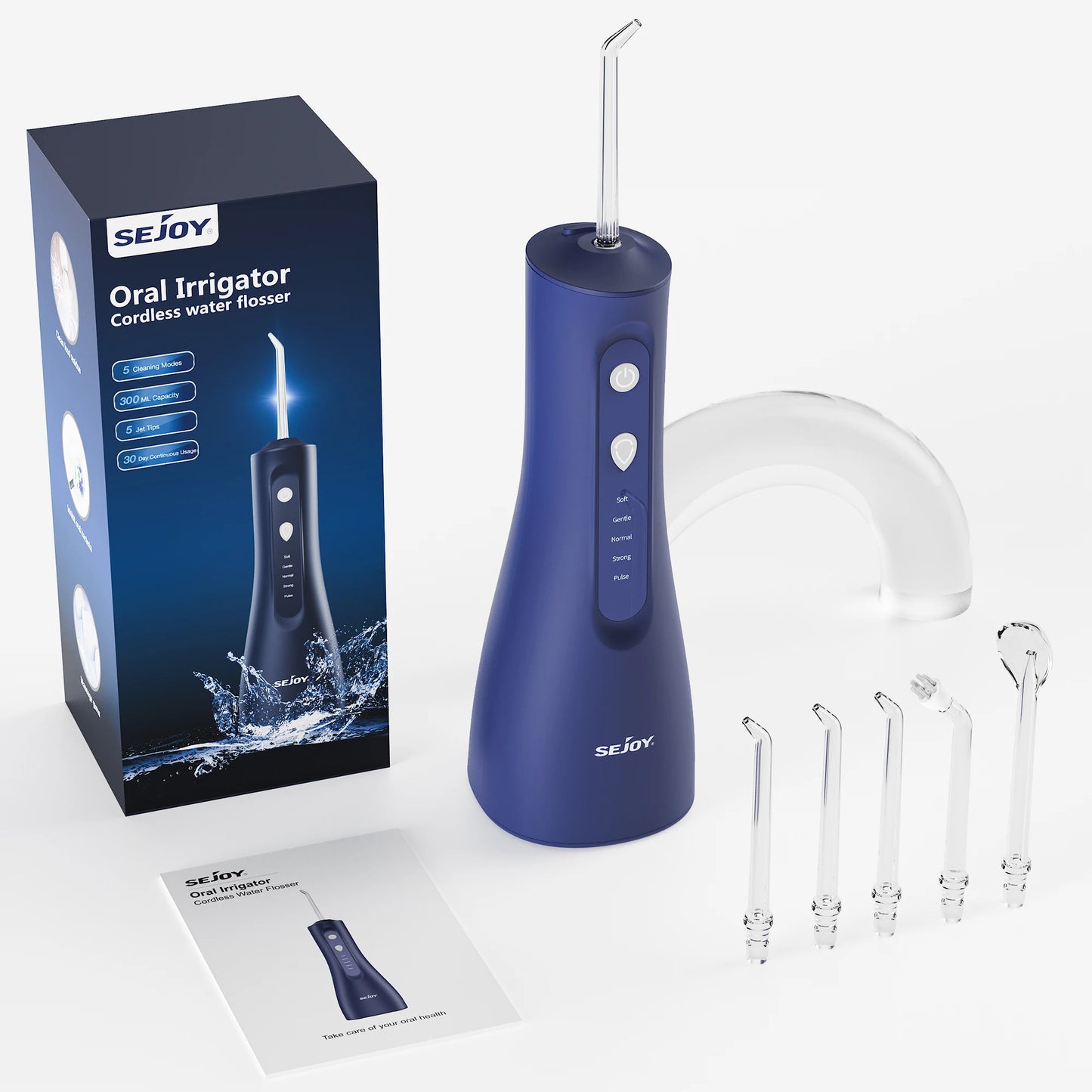 SEJOY Water Flosser Professional For Teeth, Gums, Braces, Dental Care, Electric Power With 5 Settings, 5 Tips For Home Travel