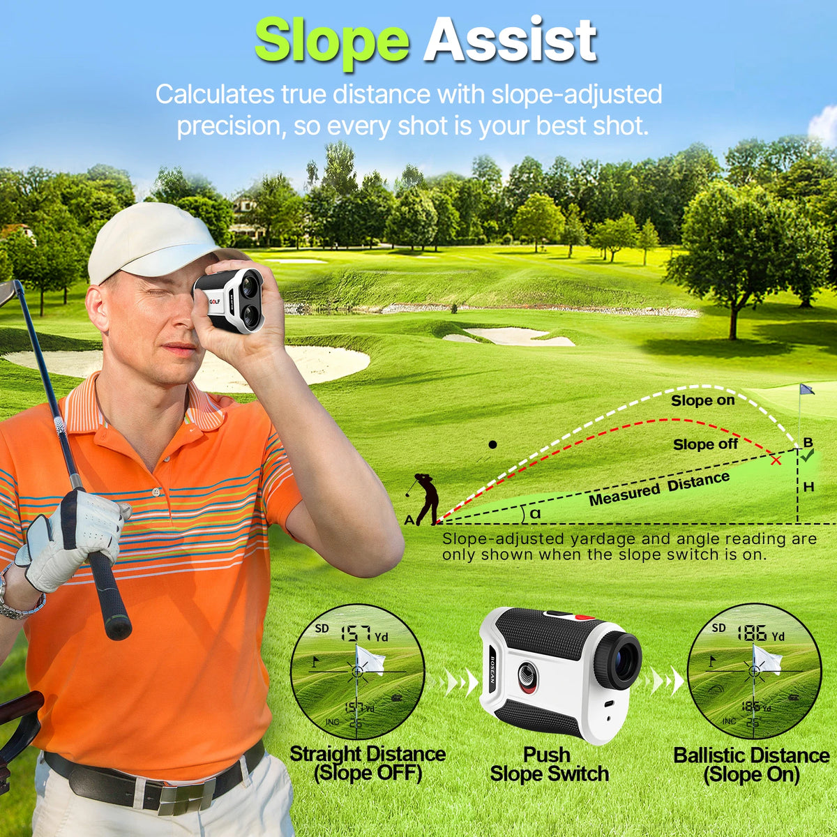 BOSEAN Golf Rangefinder With Slope Magnetic LCD Vibration