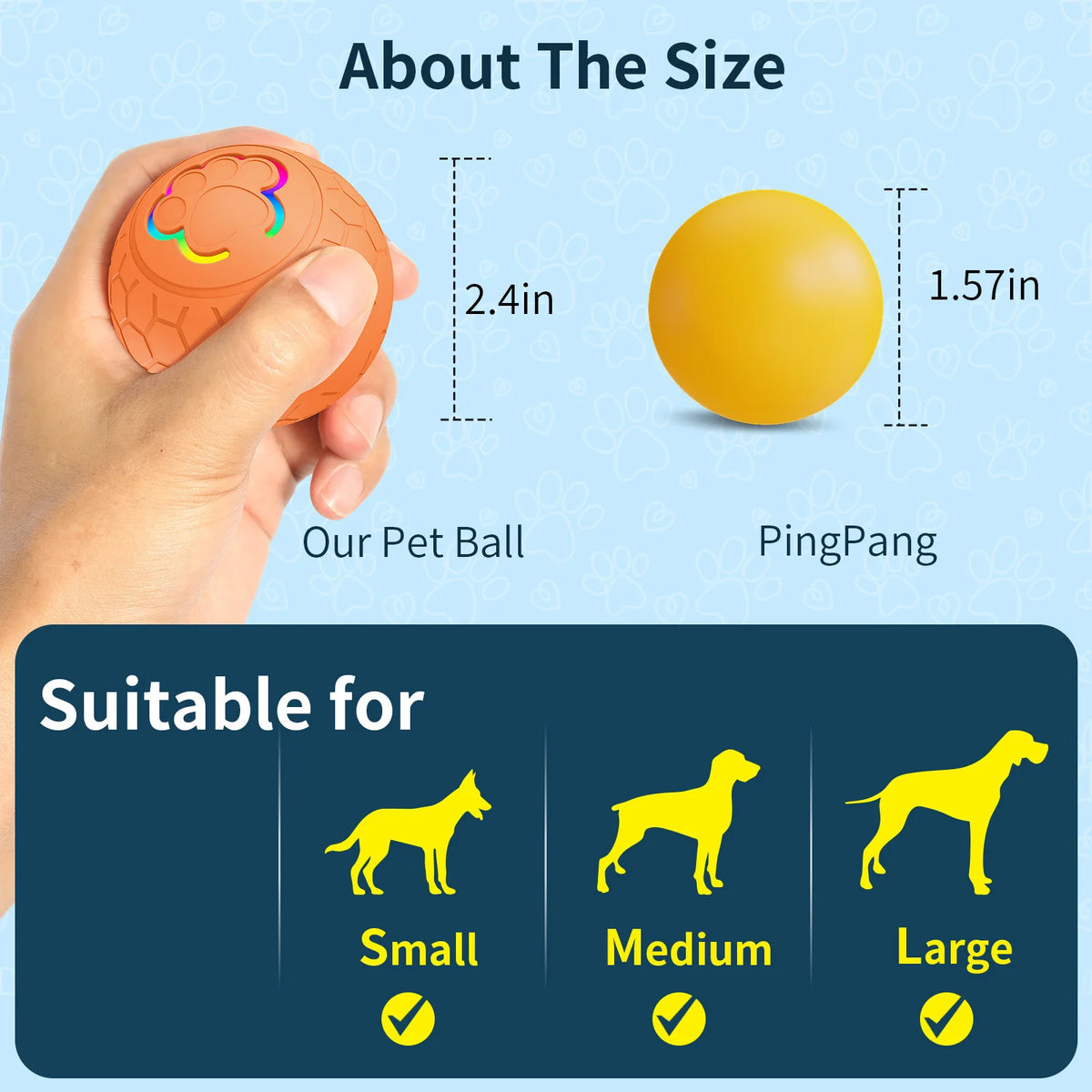 Automatic Electronic Dog Toy Ball With Interactive Bouncing RGB Lighting