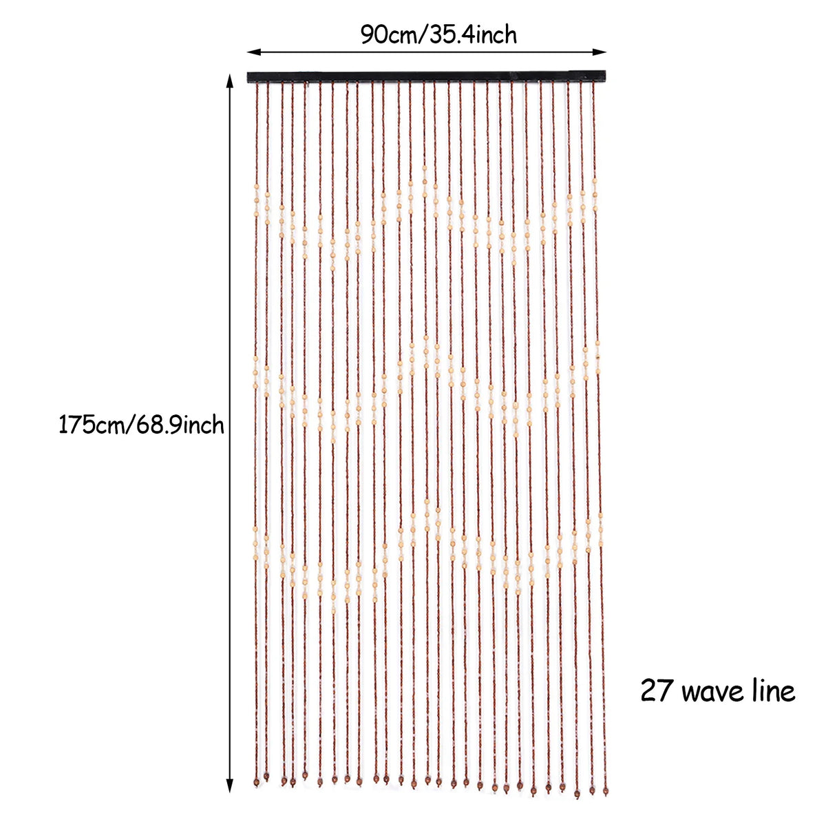 90x175CM 27 Lines Door Curtain Wooden Bead Curtain With Jagged Pattern Fly Screen Gate Divider Sheer For Home Accessories