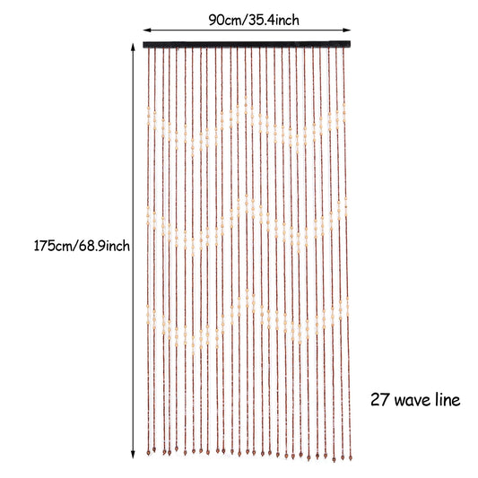 90x175CM 27 Lines Door Curtain Wooden Bead Curtain With Jagged Pattern Fly Screen Gate Divider Sheer For Home Accessories